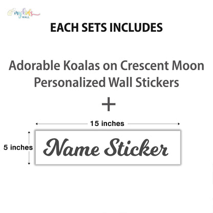 Adorable Koalas On Crescent Moon Personalized Wall Stickers