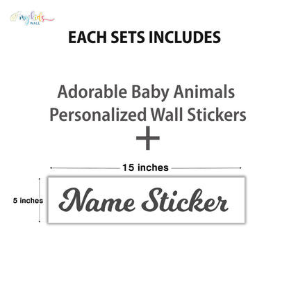 Adorable Baby Animals Personalized Wall Stickers
