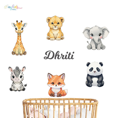 Adorable Baby Animals Personalized Wall Stickers