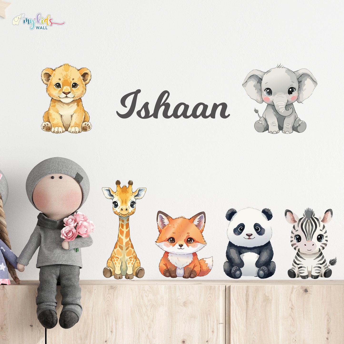 Adorable Baby Animals Personalized Wall Stickers