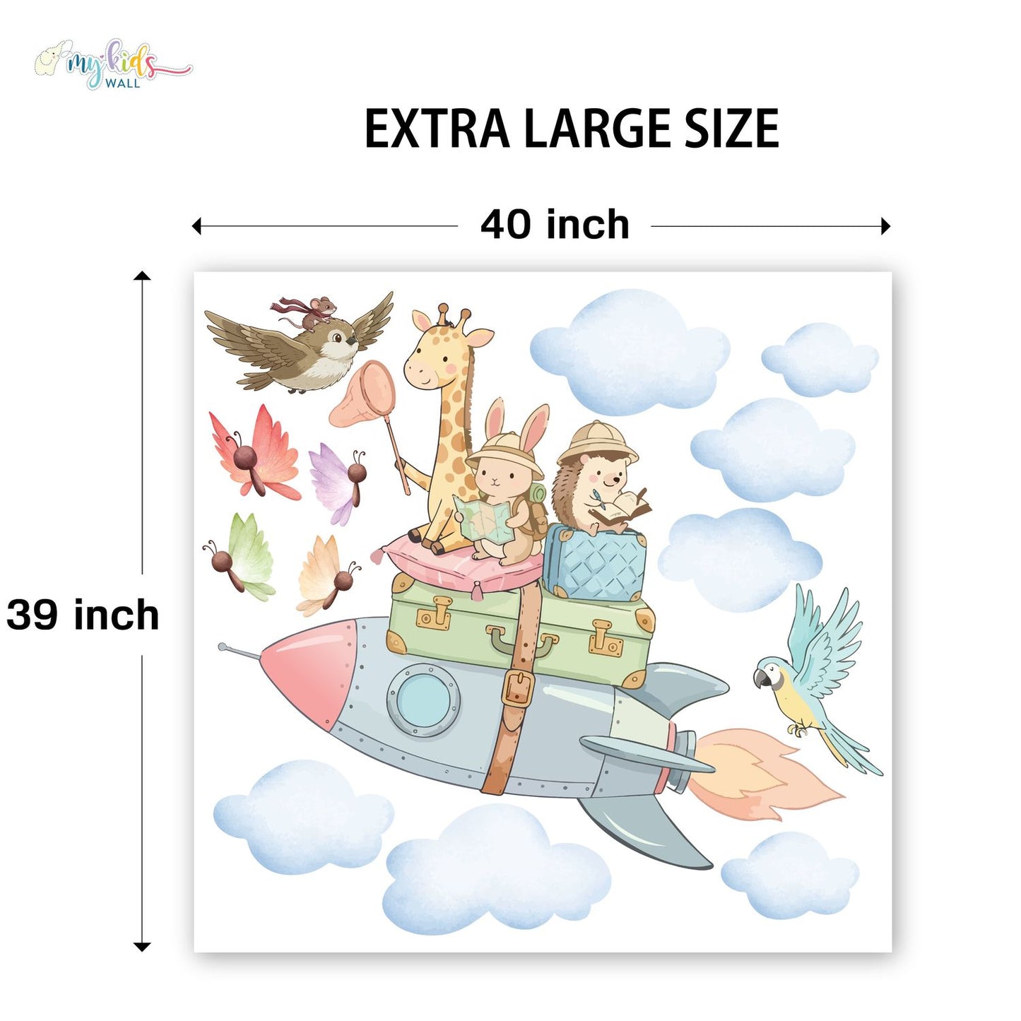Adventure Safari Animals Rocket Personalized Wall Stickers