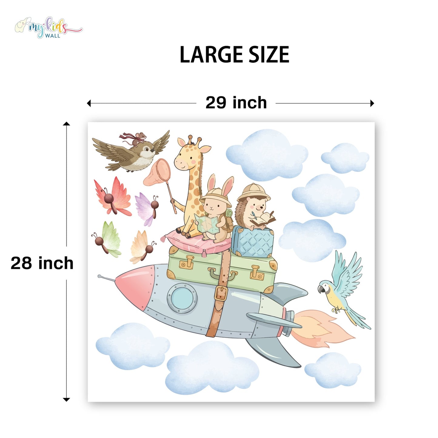 Adventure Safari Animals Rocket Personalized Wall Stickers