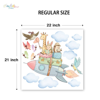 Adventure Safari Animals Rocket Personalized Wall Stickers