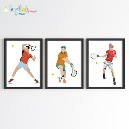 Alcaraz-Sinner-Zeverev Personalized Wall Art Framed Set of 3 black