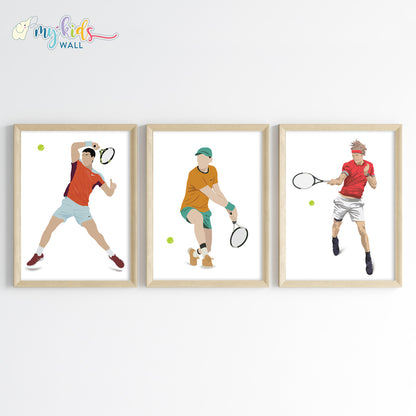 Alcaraz-Sinner-Zeverev Personalized Wall Art Framed Set of 3 wooden