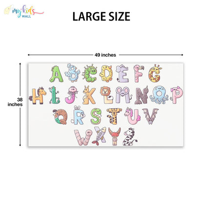Animal illustrated alphabets large size wall stickers