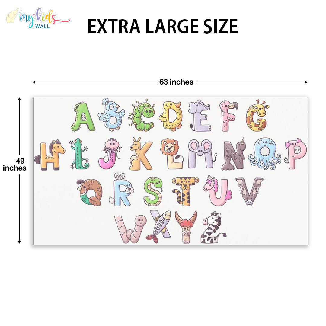 Animal illustrated alphabets extra large size wall stickers