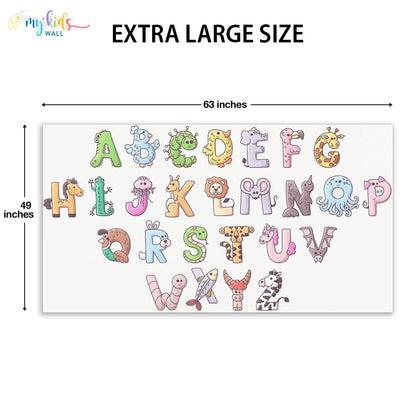 Animal illustrated alphabets extra large size wall stickers