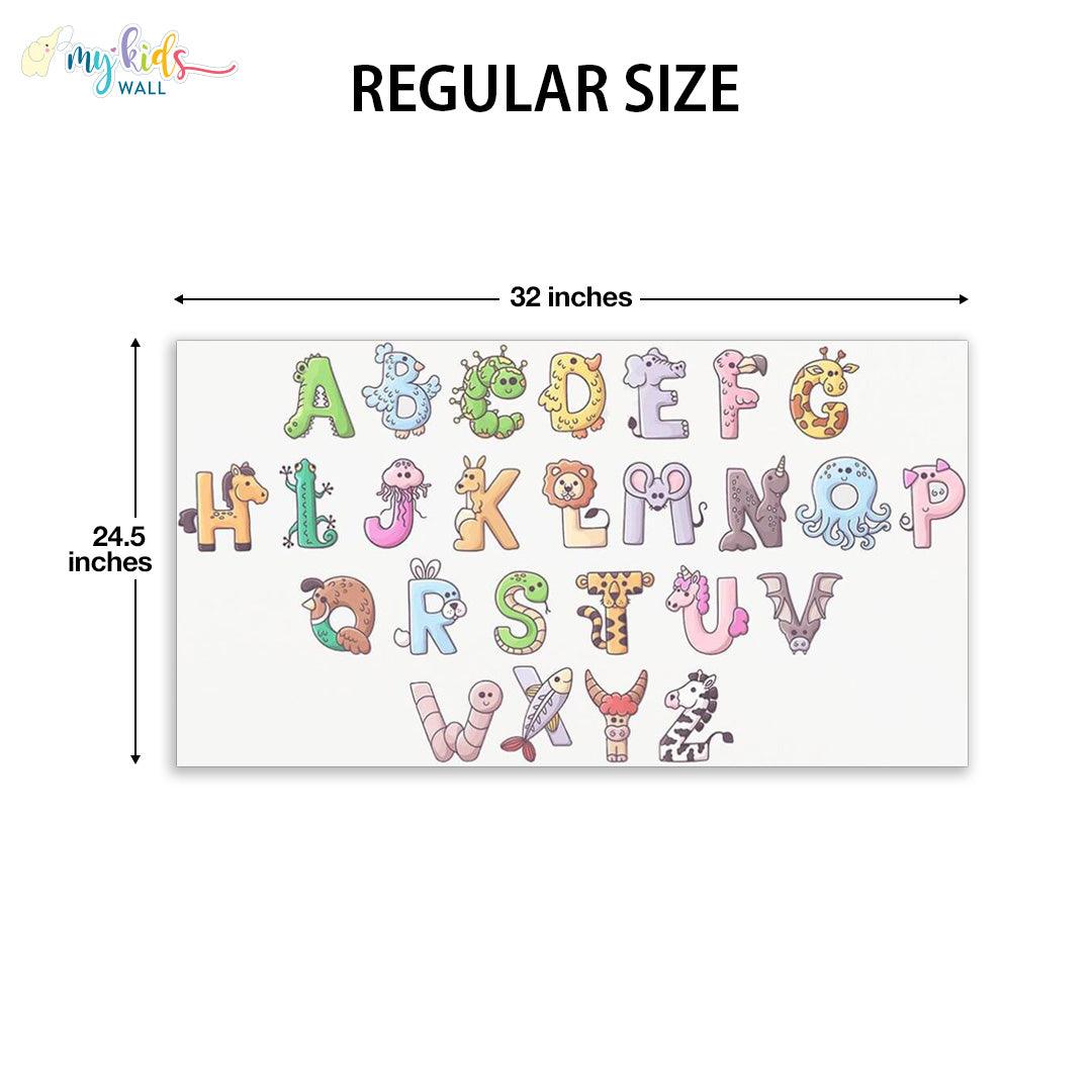 Animal illustrated alphabets regular size wall stickers