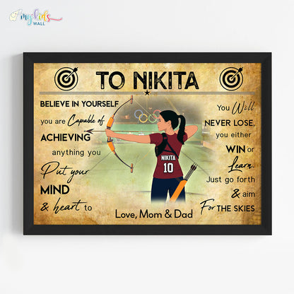 Archer Girl Personalized Motivational Wall Art (Framed)