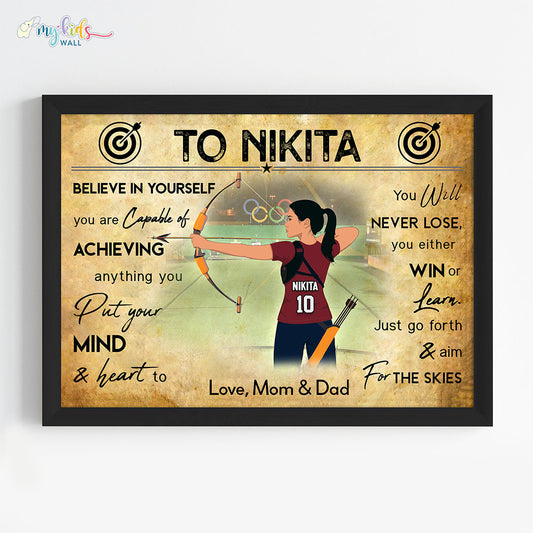 Archer Girl Personalized Motivational Wall Art (Framed)