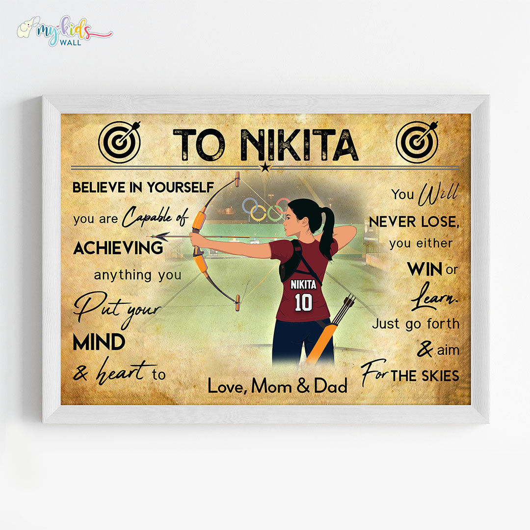 Archer Girl Personalized Motivational Wall Art (Framed)