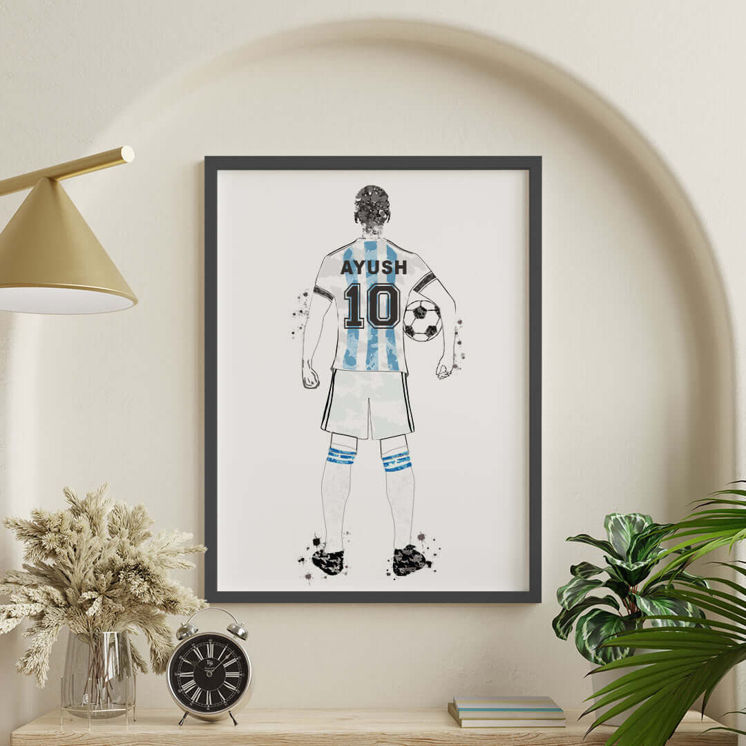 Argentina Inspirational football player wall art black frame