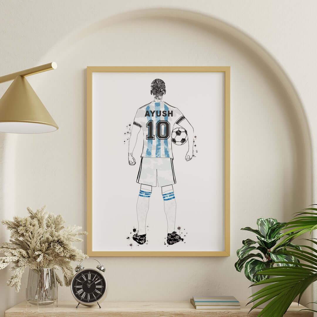 Argentina Inspirational football player wall art wooden frame