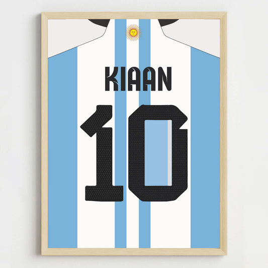 Argentina Inspirational jersey themed wall art wooden frame