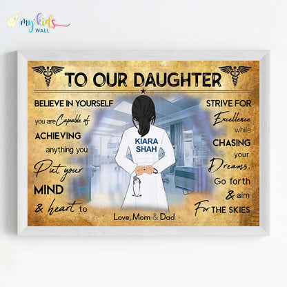 Aspiring doctor girl motivational white wall frame