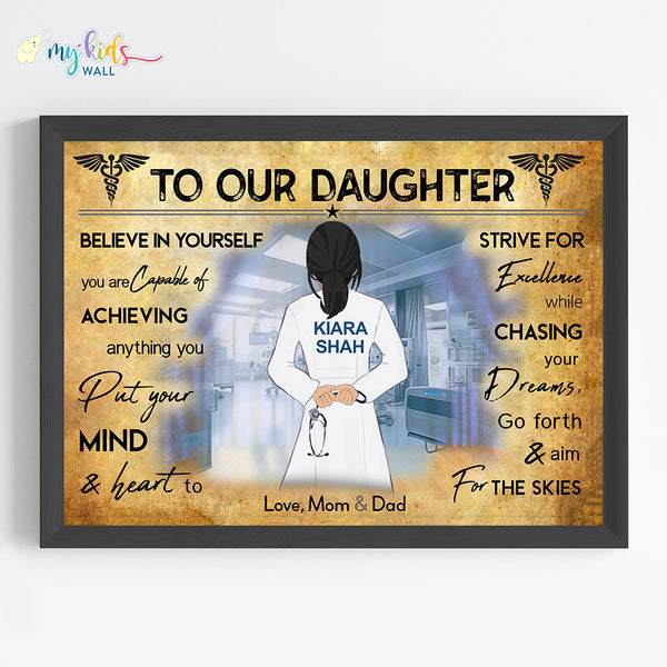 Load image into Gallery viewer, &#39;Aspiring Doctor&#39; Girl Personalized Motivational Wall Art (Framed)
