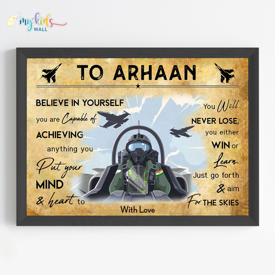 Aspiring Fighter Pilot Personalized Motivational Wall Art (Framed)