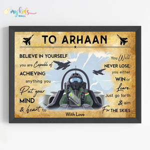 'Aspiring Fighter Pilot' Personalized Motivational Wall Art (Framed) New