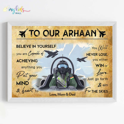 Aspiring Fighter Pilot Personalized Motivational Wall Art (Framed)