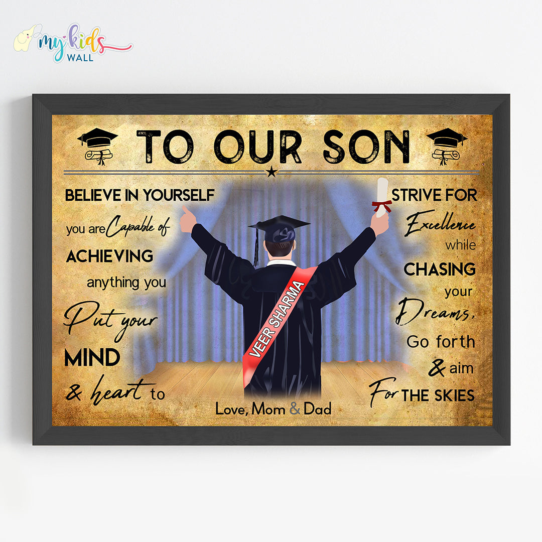 Aspiring Professional Graduate Boy Personalized Motivational Wall Art (Framed)