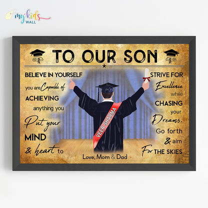 Aspiring Professional Graduate Boy Personalized Motivational Wall Art (Framed)