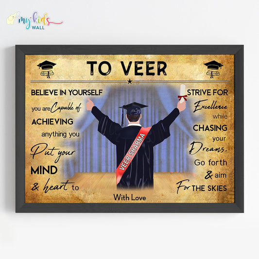 Aspiring Professional Graduate Boy Personalized Motivational Wall Art (Framed)