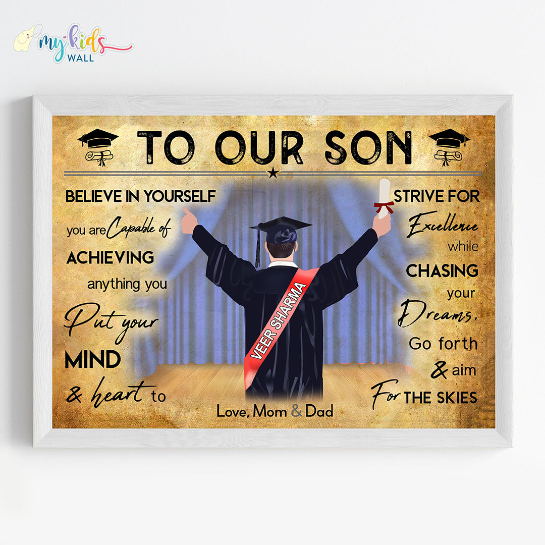 Aspiring Professional Graduate Boy Personalized Motivational Wall Art (Framed)