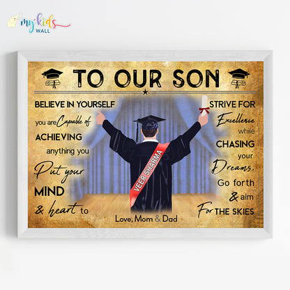 Aspiring Professional Graduate Boy Personalized Motivational Wall Art (Framed)