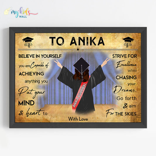 Aspiring Professional Graduate Girl Personalized Motivational Wall Art (Framed)