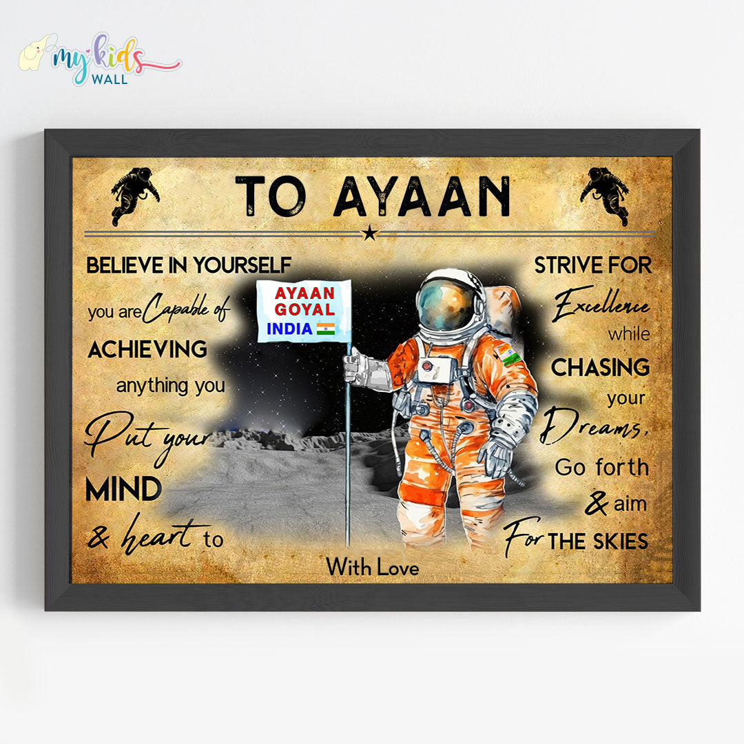 Aspiring Astronaut Personalized Motivational Wall Art (Framed)