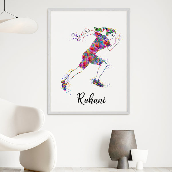 Load image into Gallery viewer, &#39;Athletic Runner&#39; Girl Personalised Wall Art (Big Frame)
