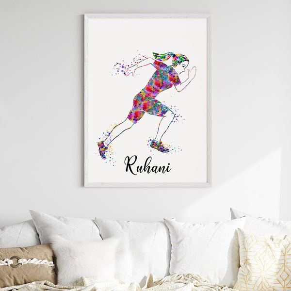 Load image into Gallery viewer, &#39;Athletic Runner&#39; Girl Personalised Wall Art (Big Frame)

