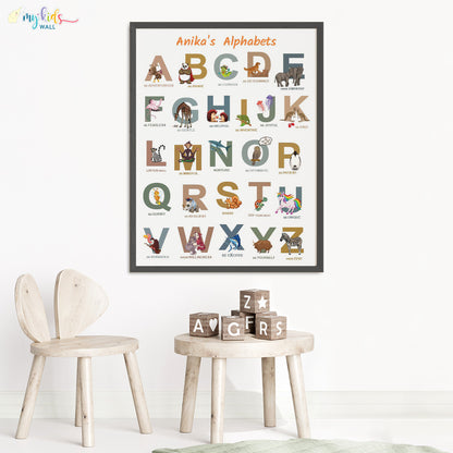 A to Z of Emotions Personalised Animal Wall Art (Big Frame)