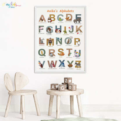 A to Z of Emotions Personalised Animal Wall Art (Big Frame)