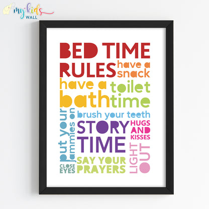 Bedtime Rules Motivational Wall Art (Framed)