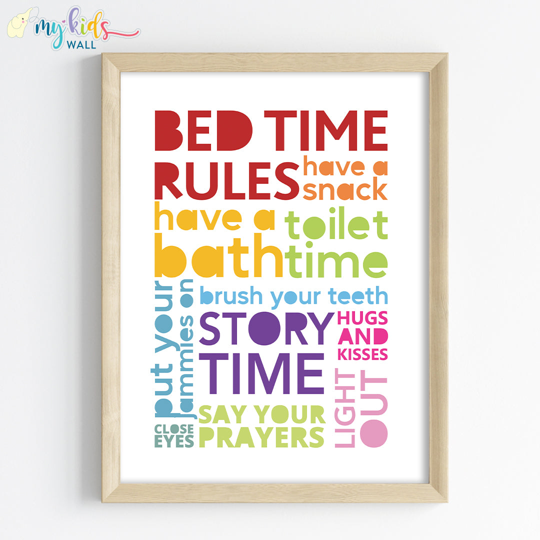 Bedtime Rules Motivational Wall Art (Framed)