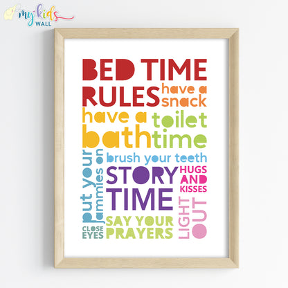 Bedtime Rules Motivational Wall Art (Framed)