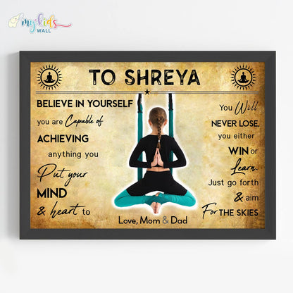 Aerial Yoga Girl Personalized Motivational Wall Art (Framed)