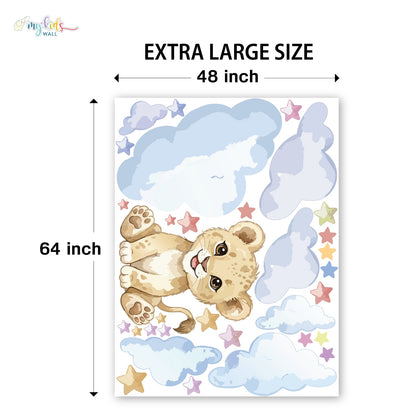 Baby Lion Dreamy Clouds Personalized Wall Stickers