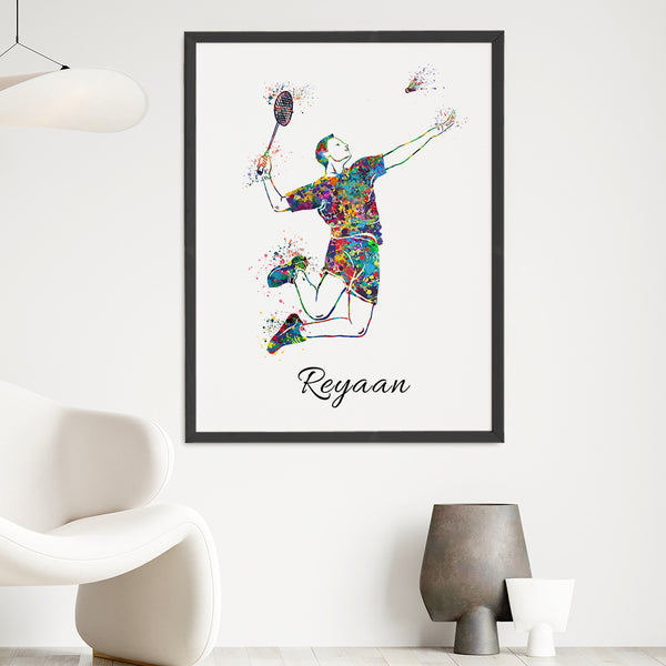 Load image into Gallery viewer, &#39;Badminton Player&#39; Personalised Wall Art (Big Frame)
