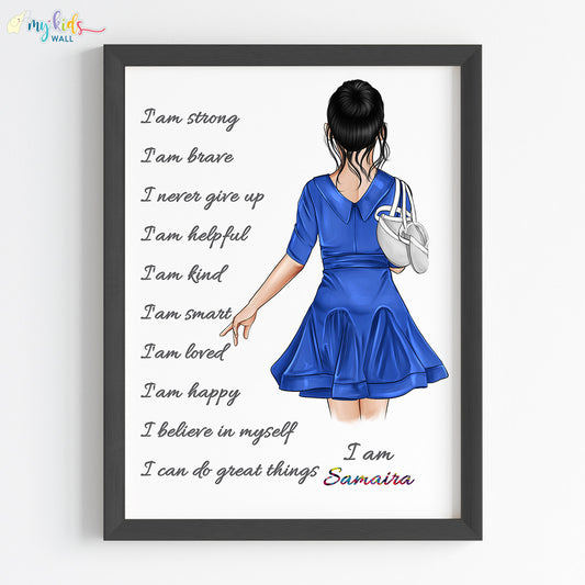 Positive Affirmations Dancing Ballerina Personalized Wall Art (Framed)