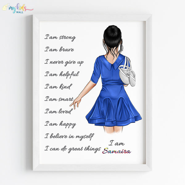 Load image into Gallery viewer, &#39;Positive Affirmations&#39; Dancing Ballerina Personalized Wall Art (Framed)
