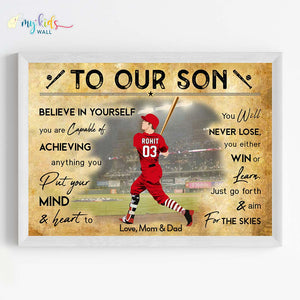 'Baseball Batsman' Personalized Motivational Wall Art (Framed) New