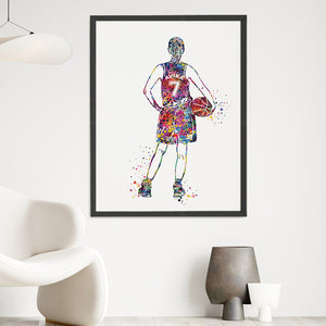 'Basketball Player' Girl Personalised Wall Art (Big Frame)