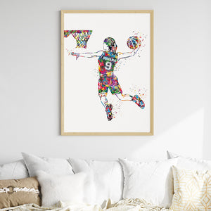 'Basketball Player' Girl Dunk Personalised Wall Art (Big Frame)