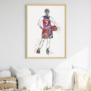 'Basketball Player' Girl Personalised Wall Art (Big Frame)