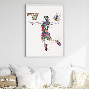 'Basketball Player' Girl Dunk Personalised Wall Art (Big Frame)