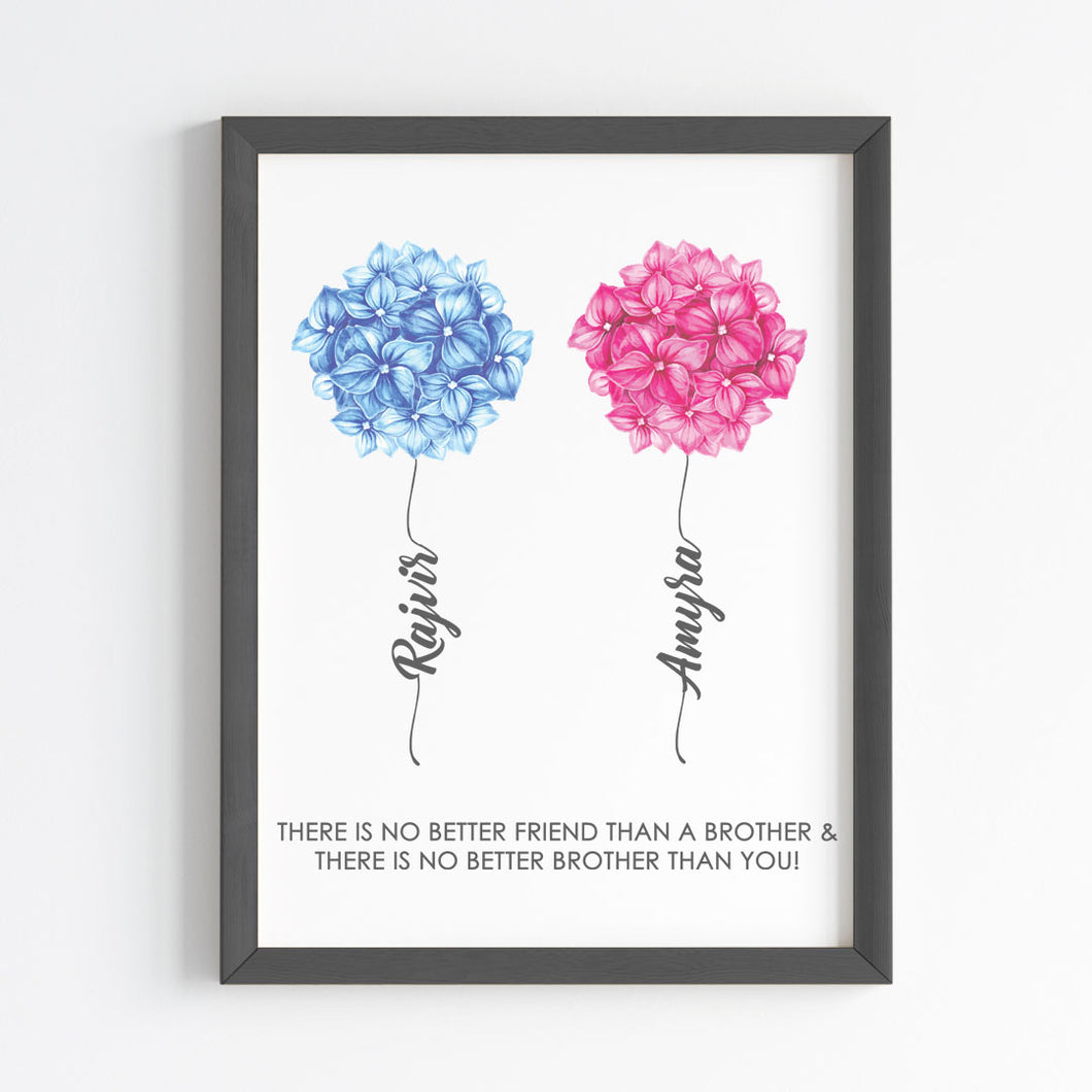 'Better Together' Floral Personalised Wall Art (Framed)