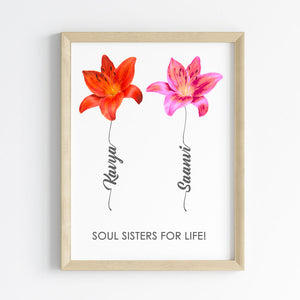 'Better Together' Floral Personalised Wall Art (Framed)
